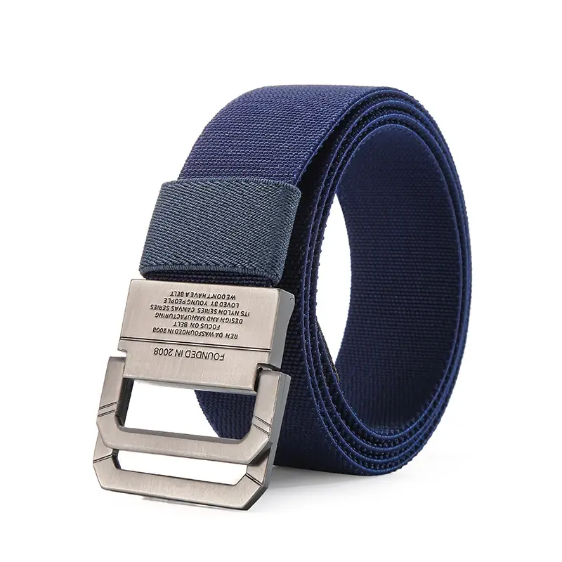 Men's Navy Blue Double Loop Tactical Belt with Square Buckle - Image 5