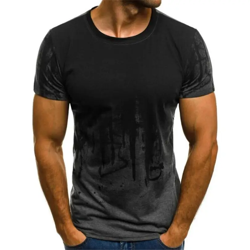 Men's Camouflage Printed T-Shirt Black Red Summer Fit