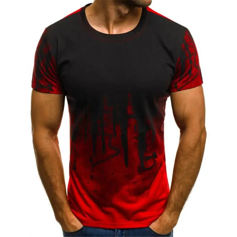 Men's Camouflage Printed T-Shirt Black Red Summer Fit