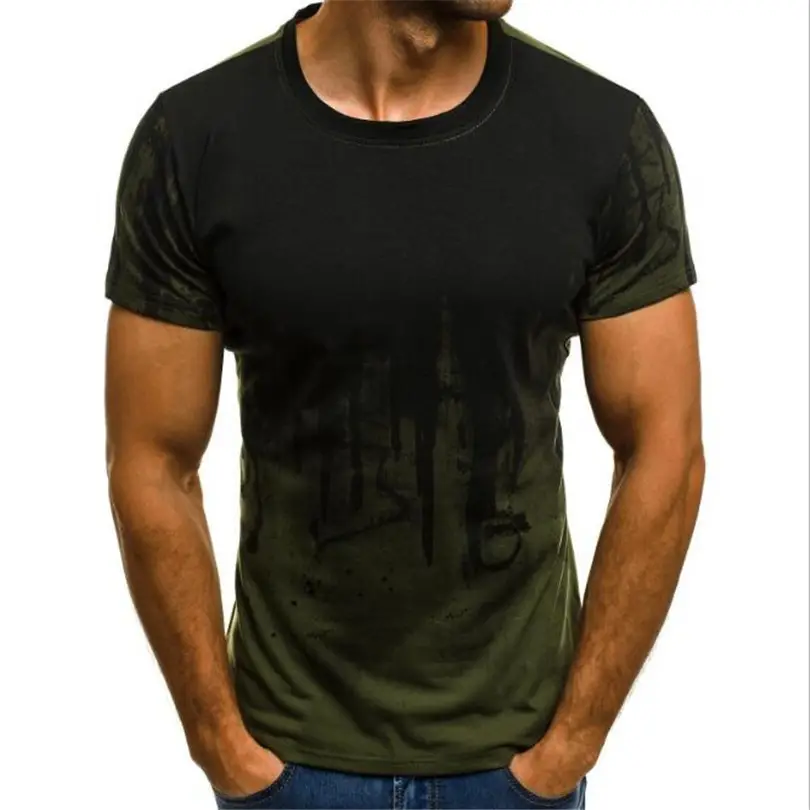Men's Camouflage Printed T-Shirt Black Red Summer Fit