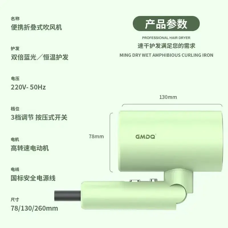 High-Speed Hair Dryer with Blue Light & Negative Ion Technology