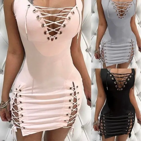 Women's Pink Cross-Laced Slim Strappy Top