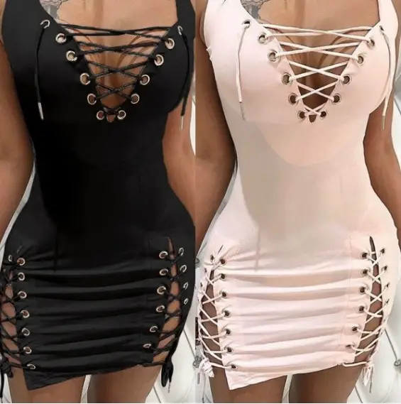 Women's Pink Cross-Laced Slim Strappy Top