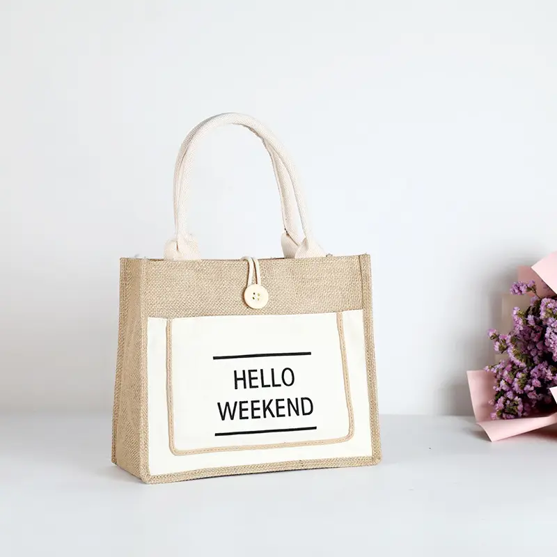 Printed Logo Linen Travel Bag 25cm High - Image 10