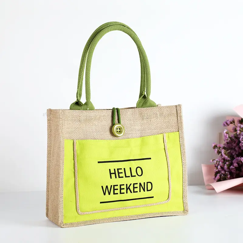 Printed Logo Linen Travel Bag 25cm High - Image 11