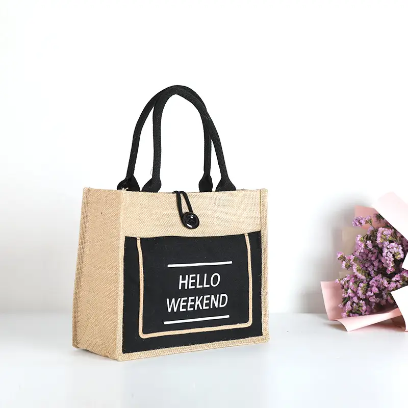 Printed Logo Linen Travel Bag 25cm High - Image 12