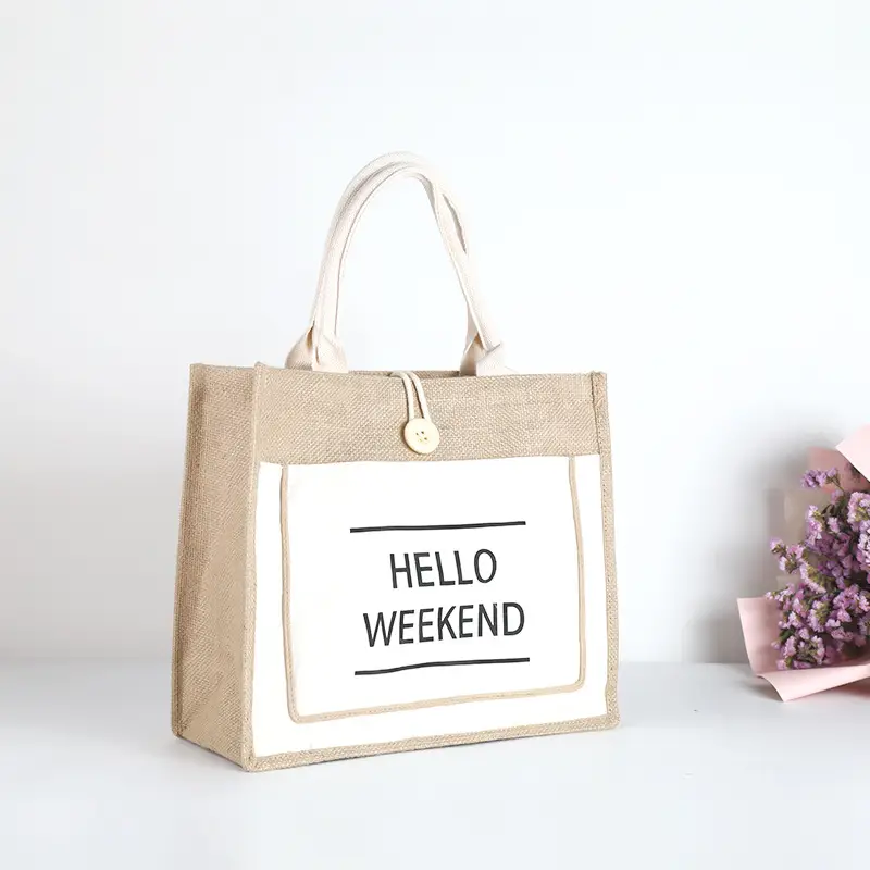 Printed Logo Linen Travel Bag 25cm High - Image 14