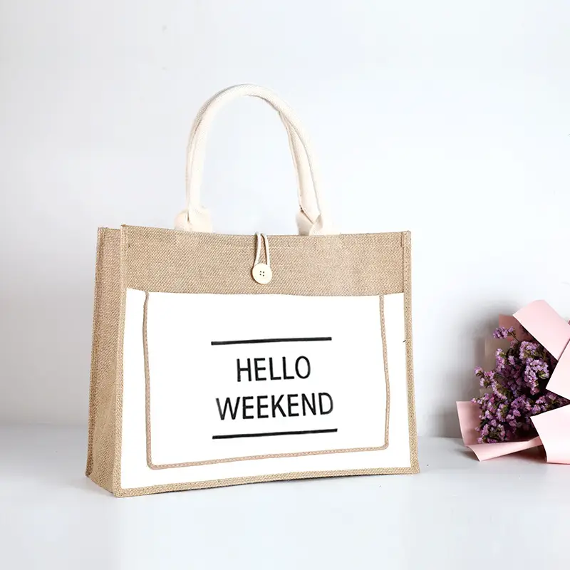 Printed Logo Linen Travel Bag 25cm High - Image 16
