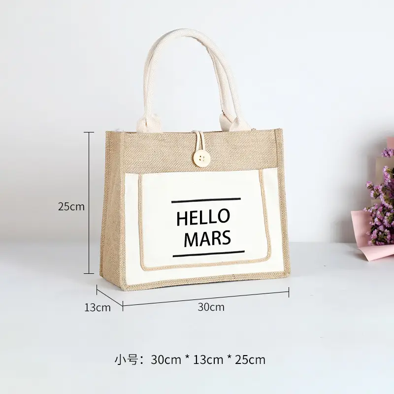 Printed Logo Linen Travel Bag 25cm High - Image 19