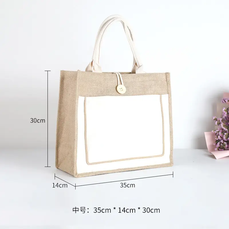 Printed Logo Linen Travel Bag 25cm High - Image 4