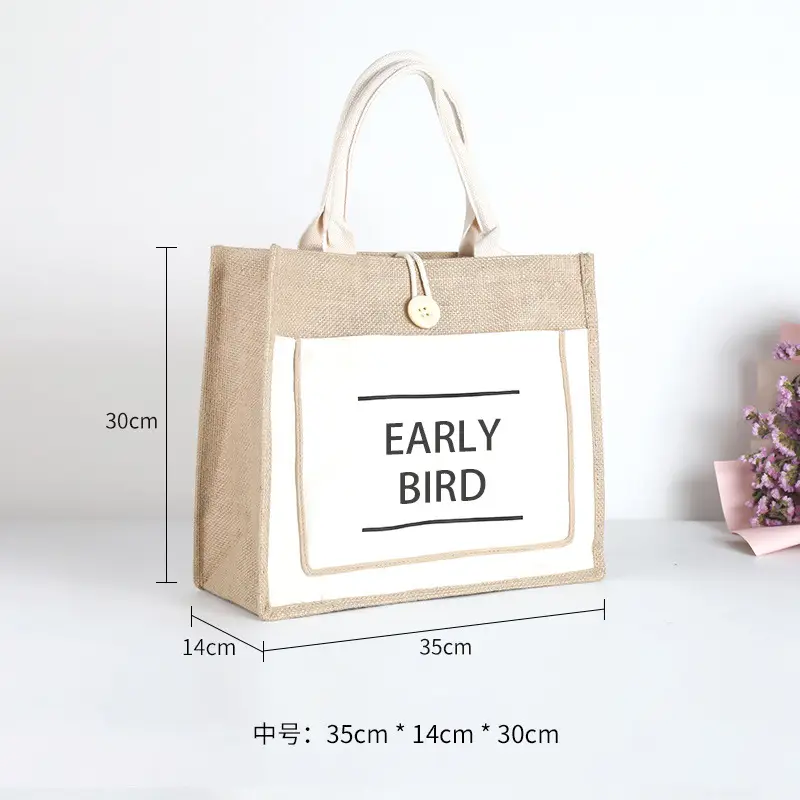 Printed Logo Linen Travel Bag 25cm High - Image 40