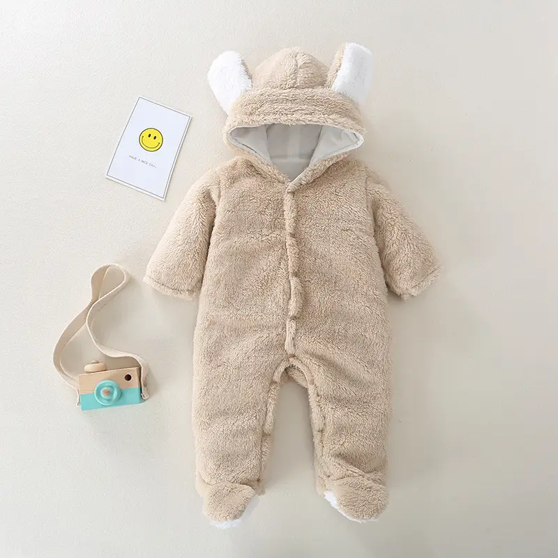 Newborn Baby Hooded Grey Fleece Outfit Winter Warm - Image 18