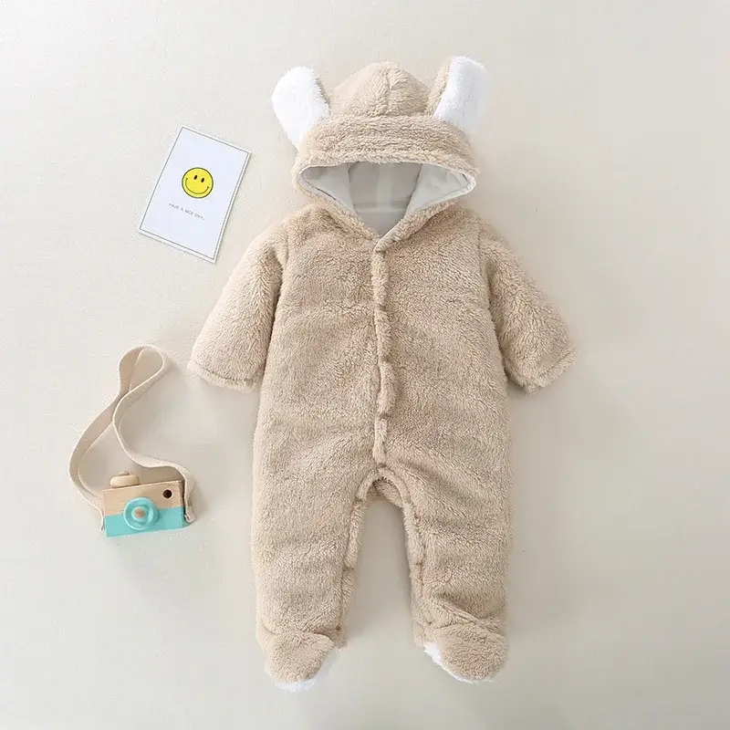 Newborn Baby Hooded Grey Fleece Outfit Winter Warm - Image 12