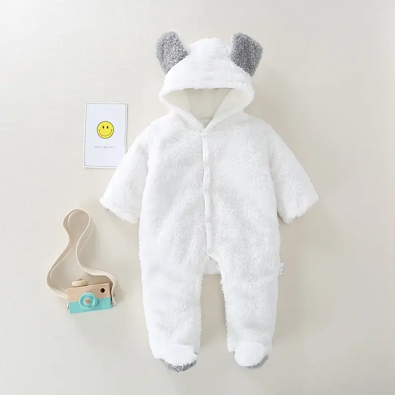 Newborn Baby Hooded Grey Fleece Outfit Winter Warm - Image 16