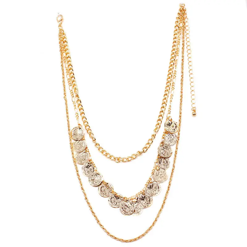 Gold Layered Coin Chain Necklace for Women