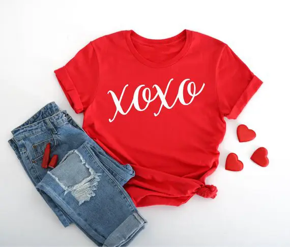 Red Xoxo Letter T-Shirt with Heart Design - Image 2