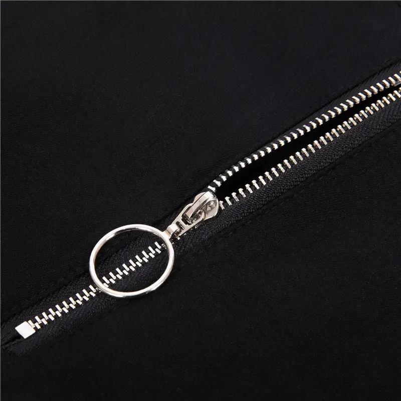 Women High Waist Star Hollow Zipper Pants Black — feature 13