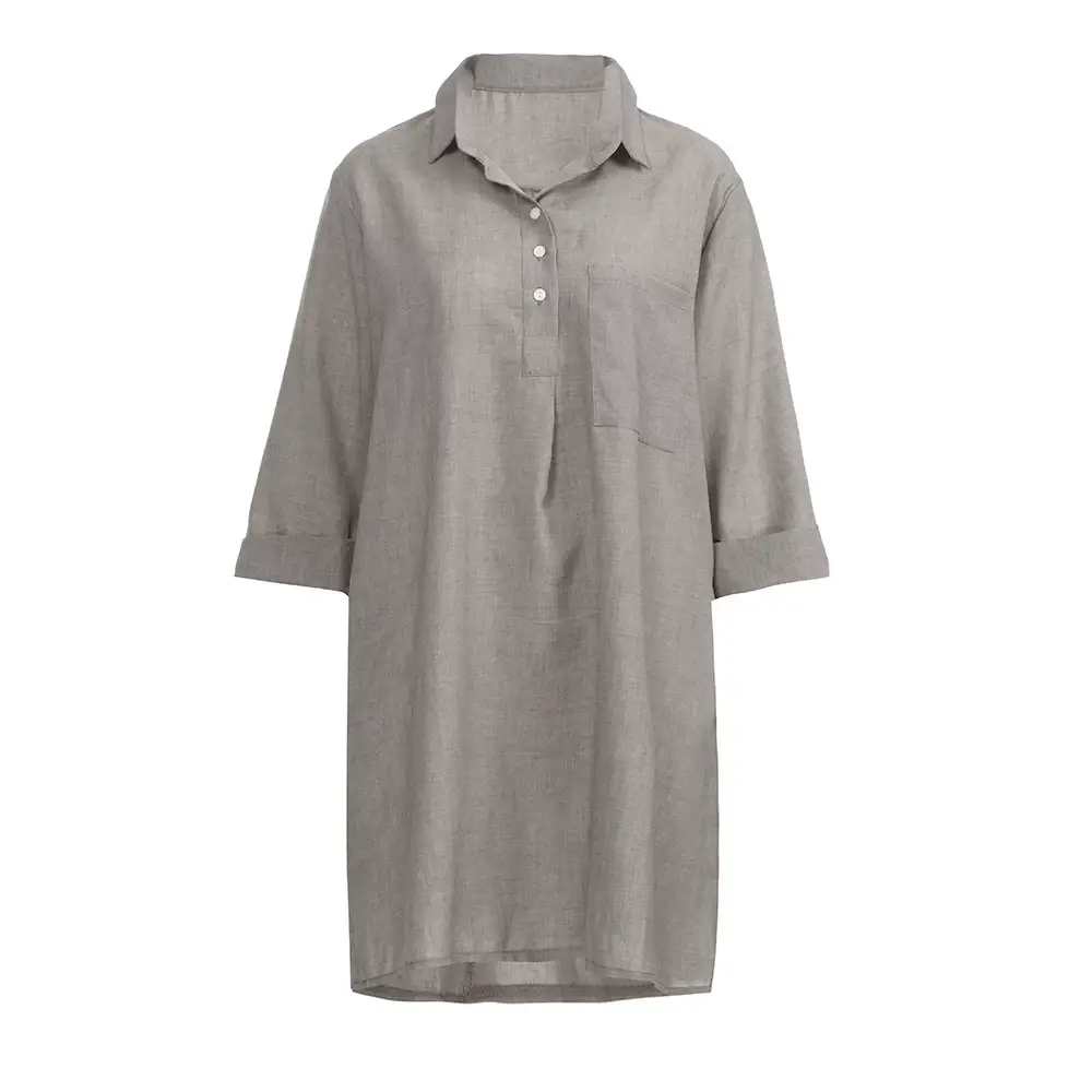 2025 Grey Cotton Seven Sleeve Collar Dress for Women — feature 4