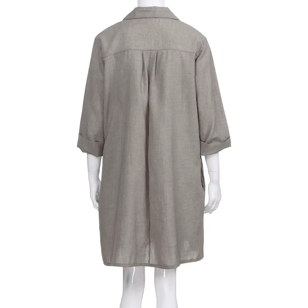 2025 Grey Cotton Seven Sleeve Collar Dress for Women — feature 6