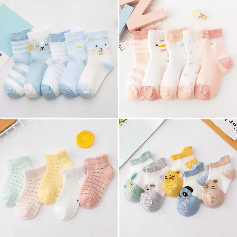 Children's Cotton Cartoon Socks Blue White Medium Large - Image 11