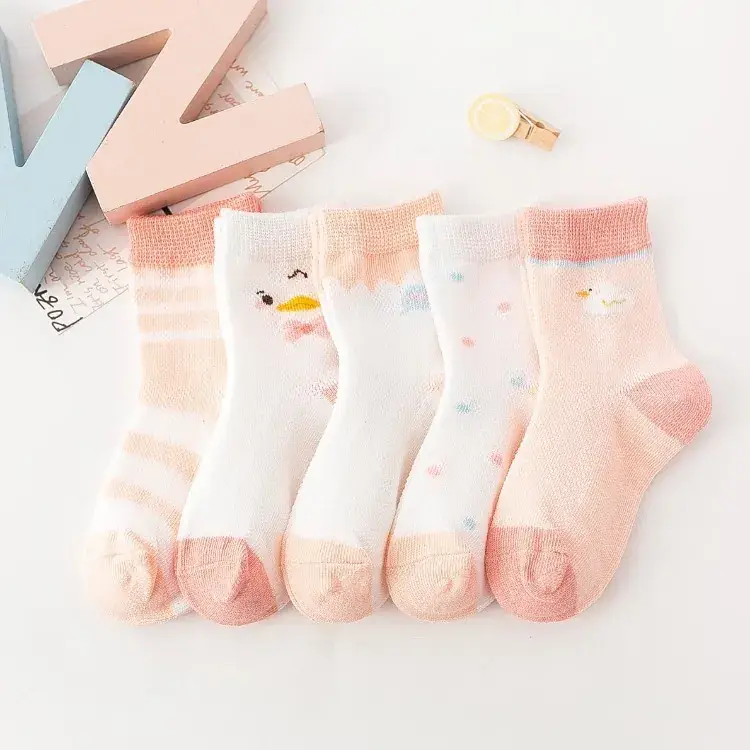 Children's Cotton Cartoon Socks Blue White Medium Large - Image 8