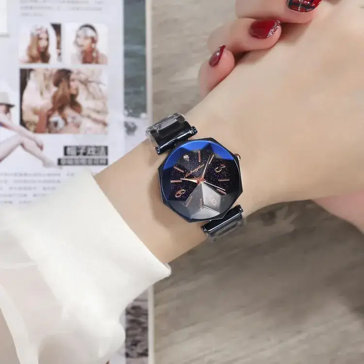 Korean Fashion Women's Digital Quartz Watch with Red Metal Band - Image 7