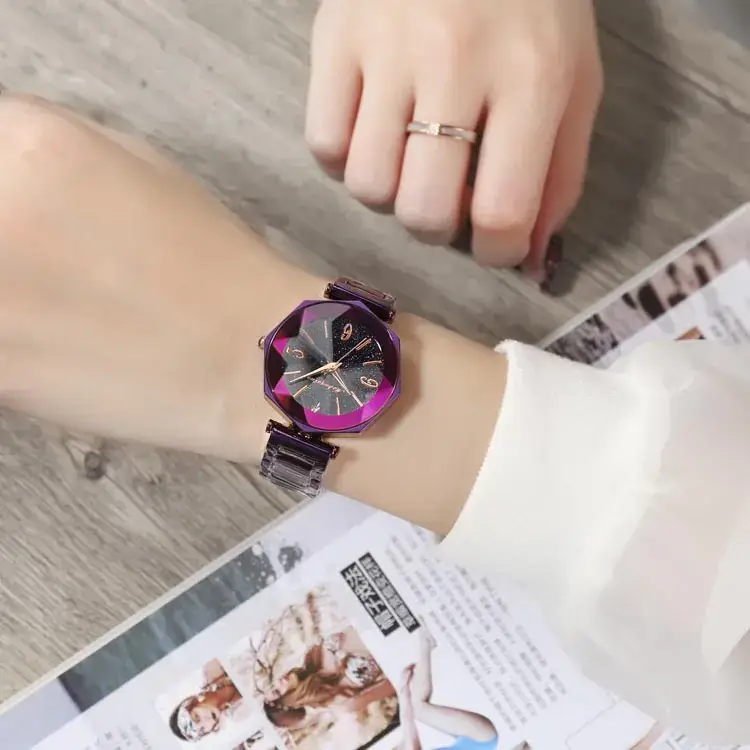 Korean Fashion Women's Digital Quartz Watch with Red Metal Band - Image 8