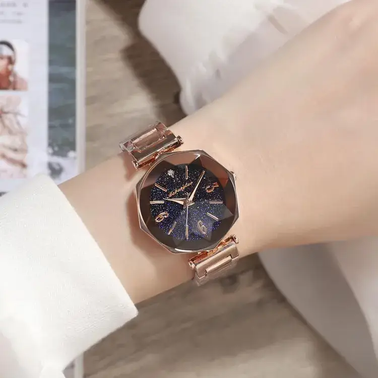 Korean Fashion Women's Digital Quartz Watch with Red Metal Band - Image 9