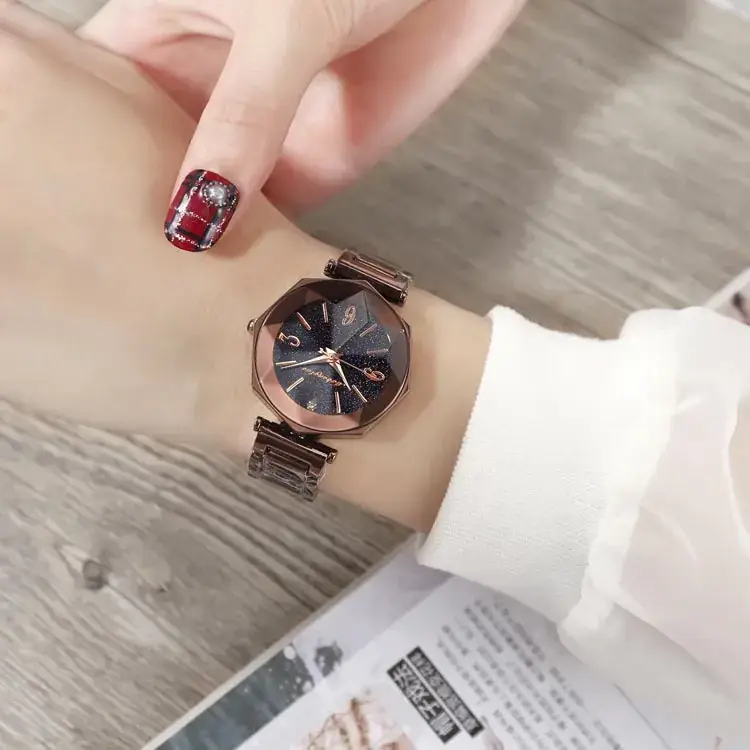 Korean Fashion Women's Digital Quartz Watch with Red Metal Band - Image 5
