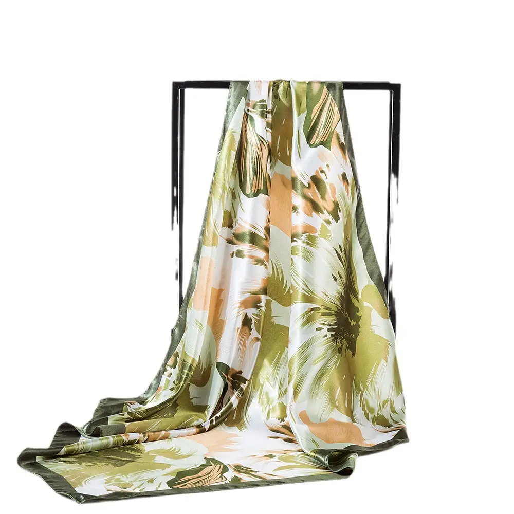 New Cross-border Satin Square 90cm Graffiti Print Scarf - Image 12