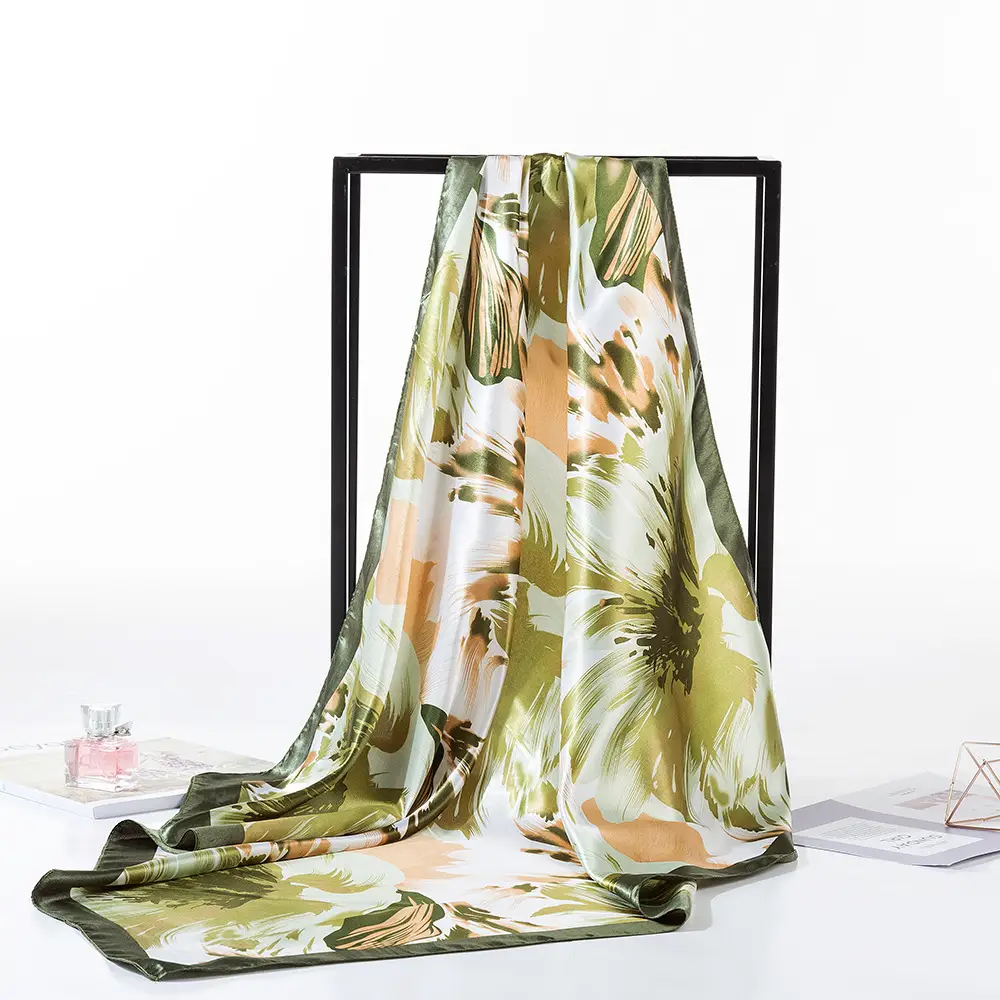 New Cross-border Satin Square 90cm Graffiti Print Scarf - Image 2