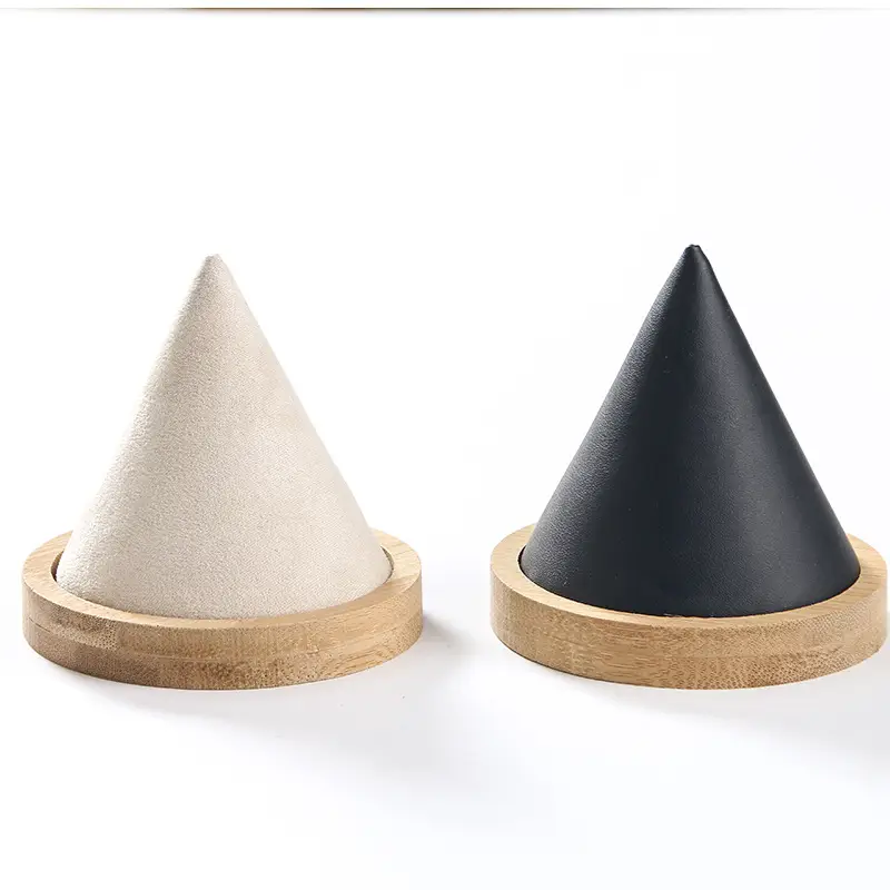 Conical Bamboo Jewelry Display Stand Black White