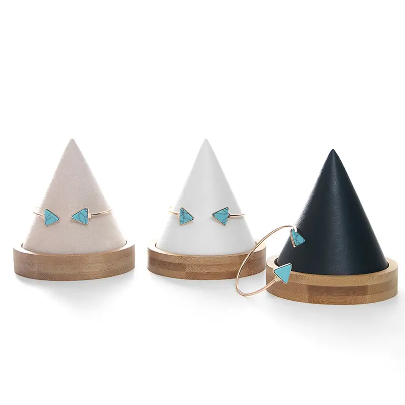Conical Bamboo Jewelry Display Stand Black White