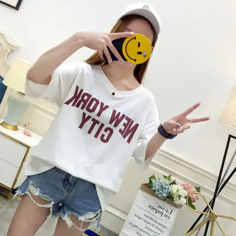 New Women's White Oversized T-Shirt 2025 Summer Loose Fit - Image 3