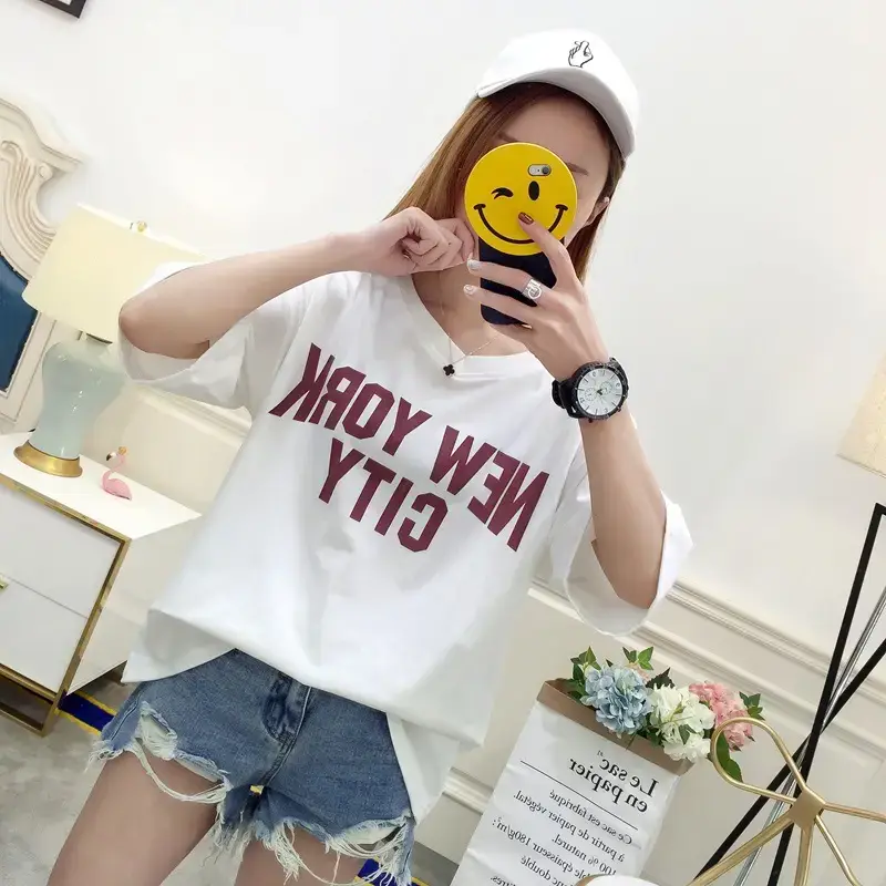 New Women's White Oversized T-Shirt 2025 Summer Loose Fit - Image 5
