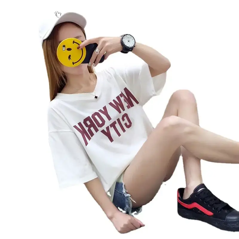 New Women's White Oversized T-Shirt 2025 Summer Loose Fit - Image 6