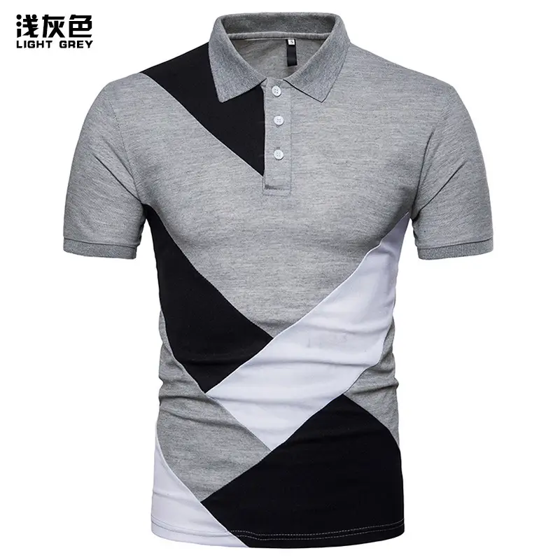 Men Cross-Border Polo Shirt Set White Black Grey Digital Print - Image 5