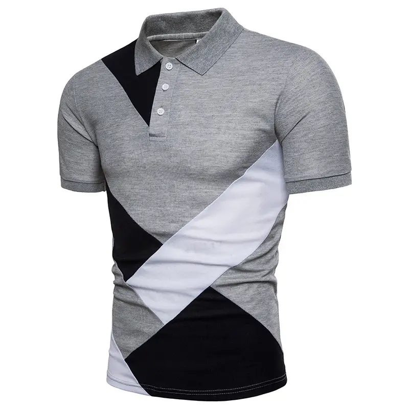 Men Cross-Border Polo Shirt Set White Black Grey Digital Print — feature 10
