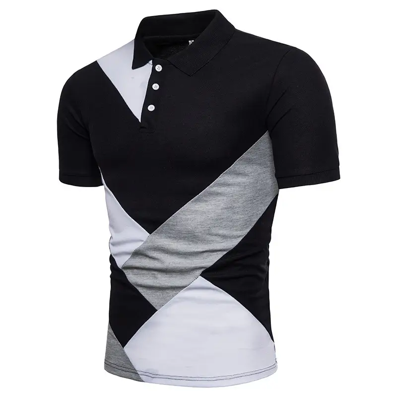 Men Cross-Border Polo Shirt Set White Black Grey Digital Print — feature 13