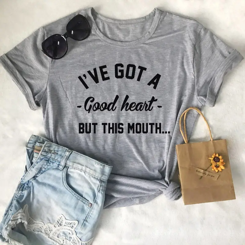 Pink T-Shirt I'VE GOT A GOOD HEART BUT THIS MOUTH