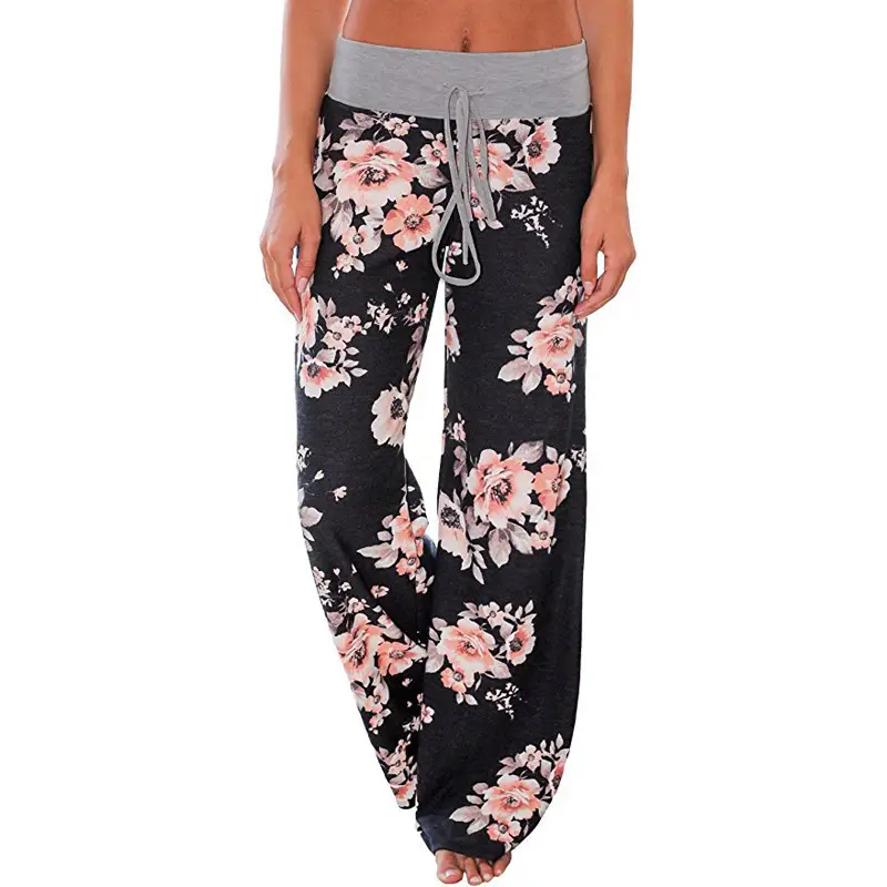 Camouflage Floral Strap Casual Pants Brown Loose Fit - Image 13