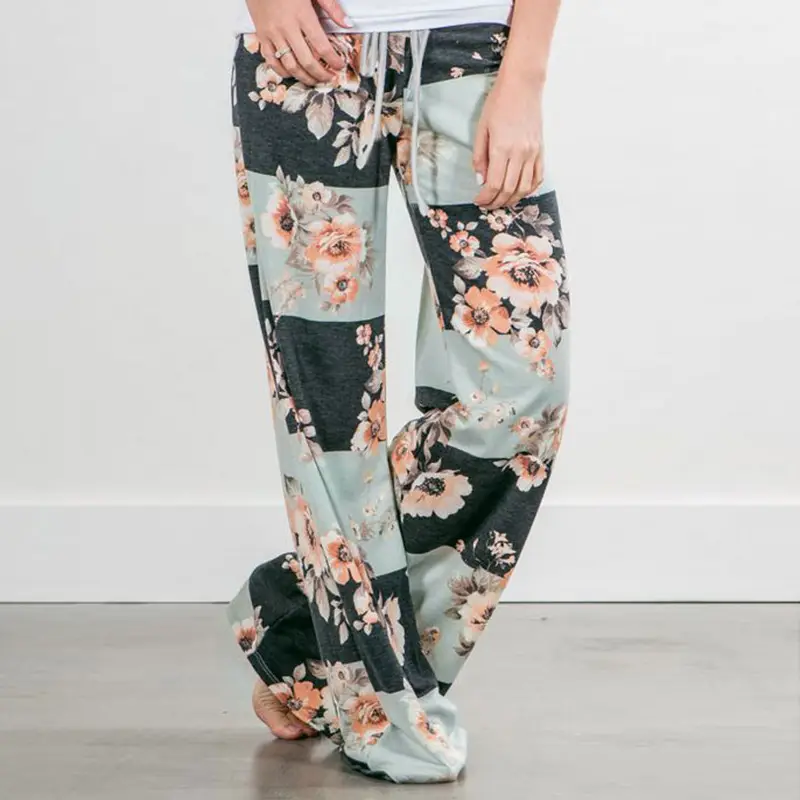 Camouflage Floral Strap Casual Pants Brown Loose Fit - Image 10