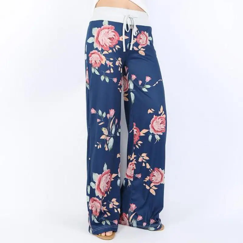 Camouflage Floral Strap Casual Pants Brown Loose Fit - Image 3