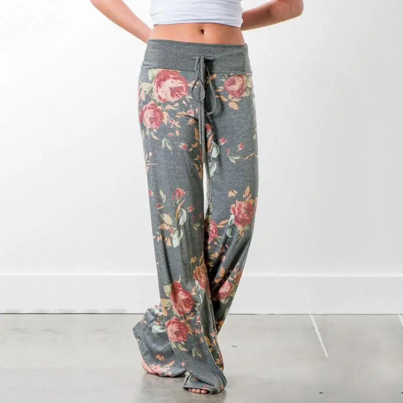 Camouflage Floral Strap Casual Pants Brown Loose Fit - Image 5