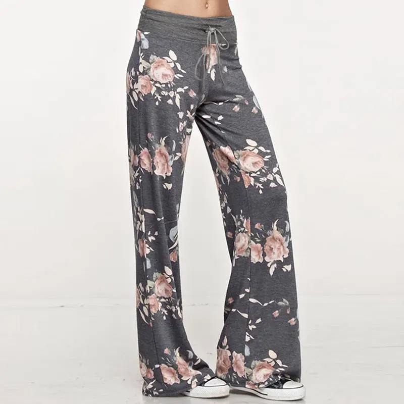 Camouflage Floral Strap Casual Pants Brown Loose Fit - Image 6