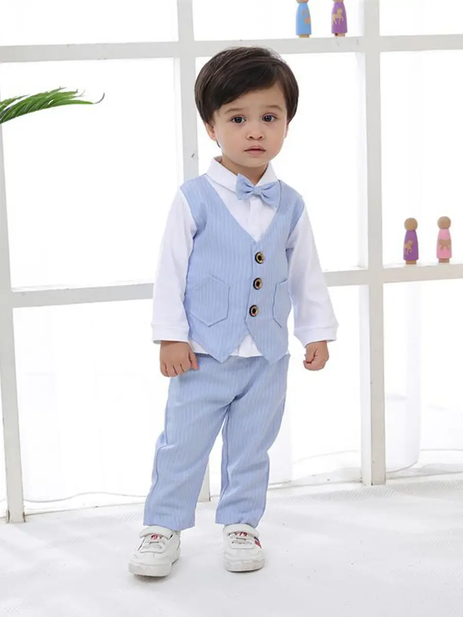 Baby Suit Blue Striped Kids 1 Year Old - Image 9