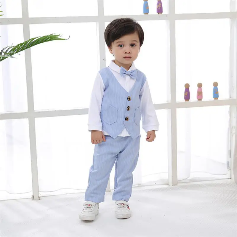 Baby Suit Blue Striped Kids 1 Year Old - Image 4