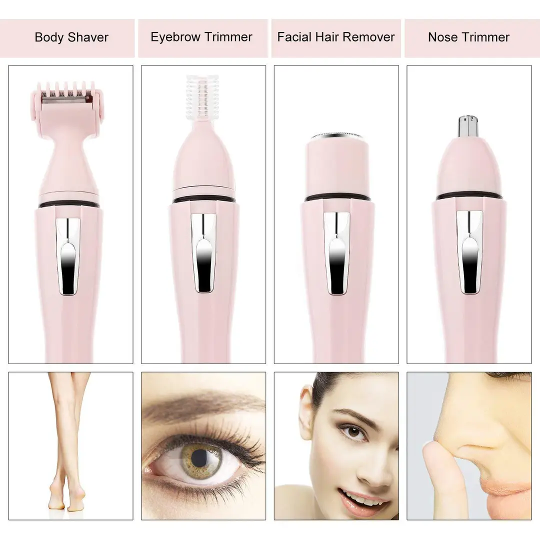 Electric women's hair shaving and hair removal device nose hair trimmer eyebrow trimmer multifunctional 4 in 1 suit shaving and hair removal device