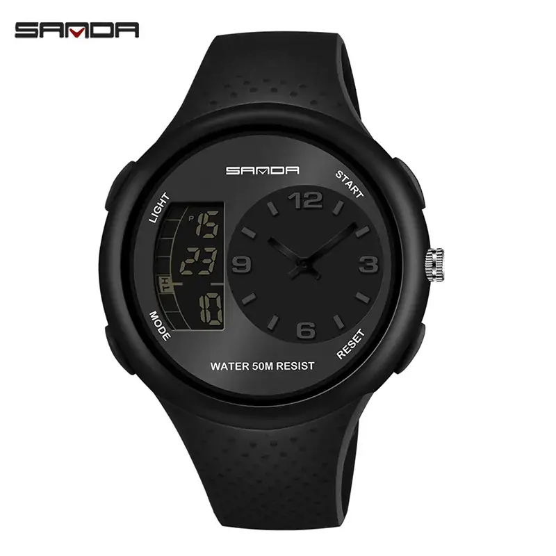 Sanda Waterproof Electronic Men's Watch Black - Image 8