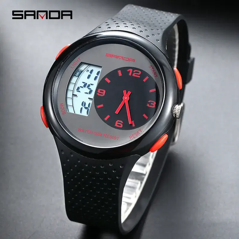 Sanda Waterproof Electronic Men's Watch Black - Image 9